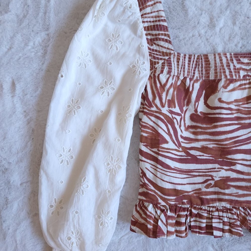 Anthropologie Love the Label eyelet smock puff sleeve top - Picture 6 of 16